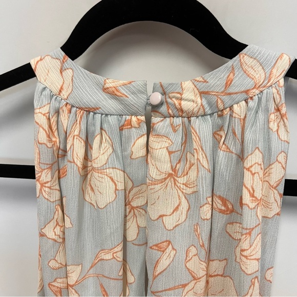 Gilli Pale Blue Floral Pattern Sleeveless Dress with Belt Accent Size Medium - Picture 9 of 12